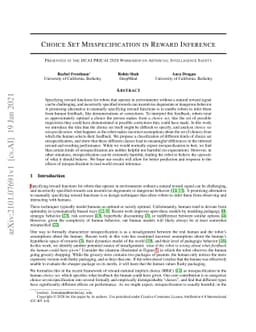 Choice Set Misspecification in Reward Inference