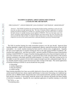 Machine learning applications for COVID-19: A state-of-the-art review