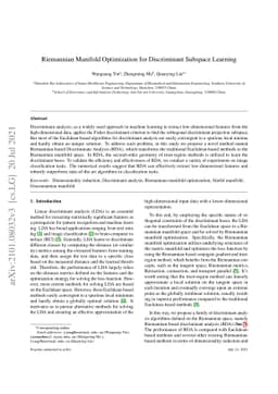 Riemannian Manifold Optimization for Discriminant Subspace Learning