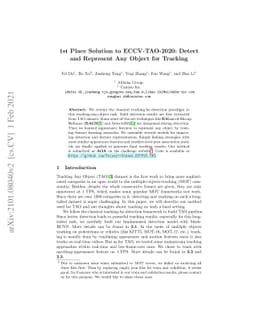 1st Place Solution to ECCV-TAO-2020: Detect and Represent Any Object for
  Tracking
