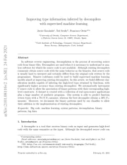 Improving type information inferred by decompilers with supervised
  machine learning
