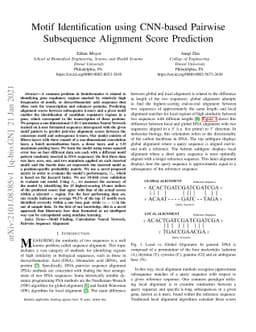 Motif Identification using CNN-based Pairwise Subsequence Alignment
  Score Prediction