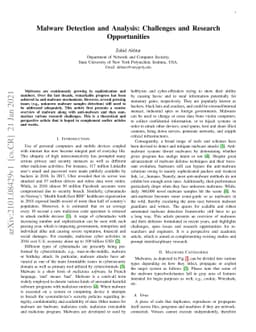 Malware Detection and Analysis: Challenges and Research Opportunities