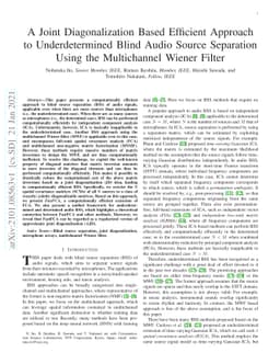 A Joint Diagonalization Based Efficient Approach to Underdetermined
  Blind Audio Source Separation Using the Multichannel Wiener Filter