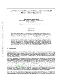 A two-stage data association approach for 3D Multi-object Tracking