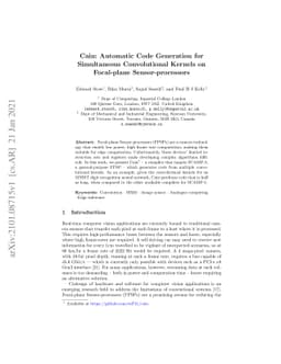 Cain: Automatic Code Generation for Simultaneous Convolutional Kernels
  on Focal-plane Sensor-processors
