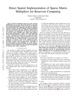 Direct Spatial Implementation of Sparse Matrix Multipliers for Reservoir
  Computing