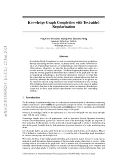 Knowledge Graph Completion with Text-aided Regularization