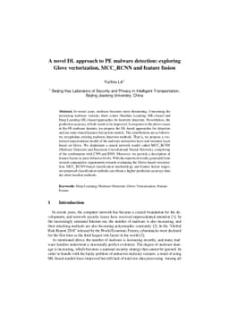 A novel DL approach to PE malware detection: exploring Glove
  vectorization, MCC_RCNN and feature fusion