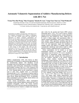 Automatic Volumetric Segmentation of Additive Manufacturing Defects with
  3D U-Net
