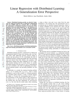 Linear Regression with Distributed Learning: A Generalization Error
  Perspective