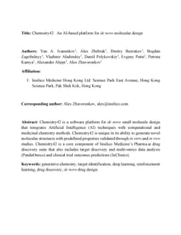 Chemistry42: An AI-based platform for de novo molecular design