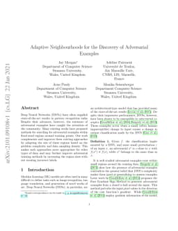 Adaptive Neighbourhoods for the Discovery of Adversarial Examples