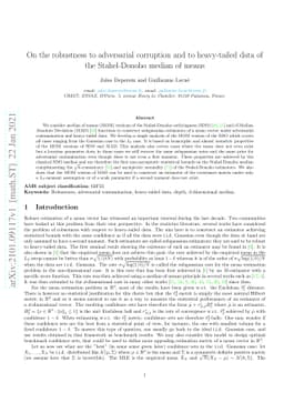 On the robustness to adversarial corruption and to heavy-tailed data of
  the Stahel-Donoho median of means