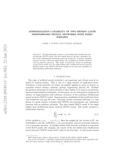 Approximation capability of two hidden layer feedforward neural networks
  with fixed weights