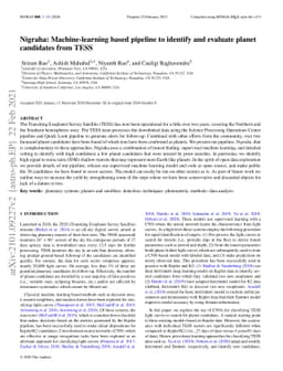 Nigraha: Machine-learning based pipeline to identify and evaluate planet
  candidates from TESS