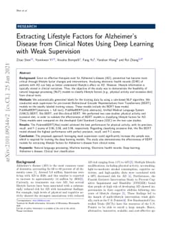 Extracting Lifestyle Factors for Alzheimer's Disease from Clinical Notes
  Using Deep Learning with Weak Supervision