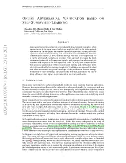 Online Adversarial Purification based on Self-Supervision
