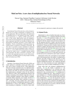 MinConvNets: A new class of multiplication-less Neural Networks