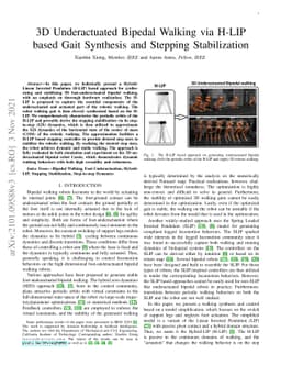 3D Underactuated Bipedal Walking via H-LIP based Gait Synthesis and
  Stepping Stabilization