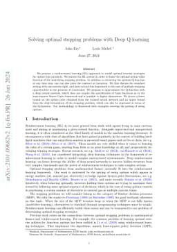 Solving optimal stopping problems with Deep Q-Learning