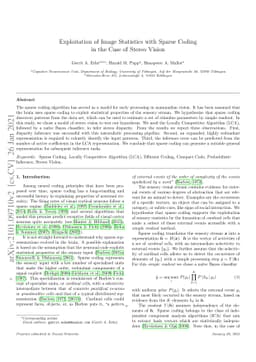 Exploitation of Image Statistics with Sparse Coding in the Case of
  Stereo Vision