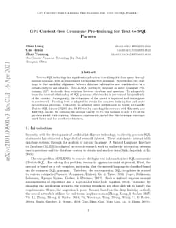 GP: Context-free Grammar Pre-training for Text-to-SQL Parsers