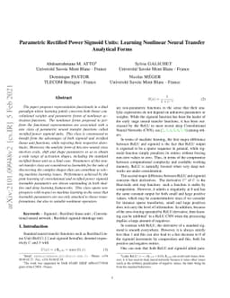 Parametric Rectified Power Sigmoid Units: Learning Nonlinear Neural
  Transfer Analytical Forms