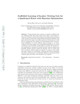 Scaffolded Learning of In-place Trotting Gait for a Quadruped Robot with
  Bayesian Optimization