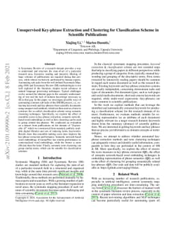 Unsupervised Key-phrase Extraction and Clustering for Classification
  Scheme in Scientific Publications