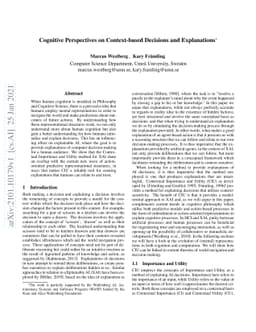 Cognitive Perspectives on Context-based Decisions and Explanations