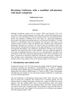 Revisiting Linformer with a modified self-attention with linear
  complexity