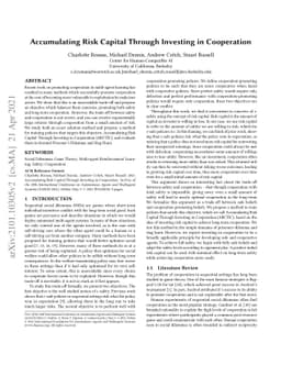 Accumulating Risk Capital Through Investing in Cooperation