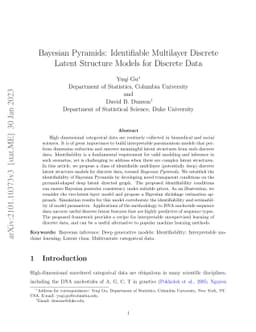 Bayesian Pyramids: Identifiable Multilayer Discrete Latent Structure
  Models for Discrete Data