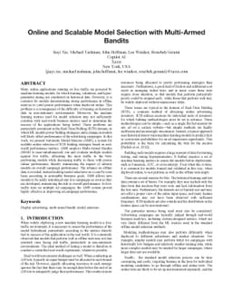Online and Scalable Model Selection with Multi-Armed Bandits