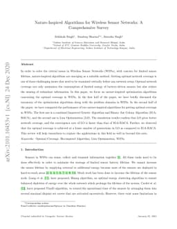 Nature-Inspired Algorithms for Wireless Sensor Networks: A Comprehensive
  Survey