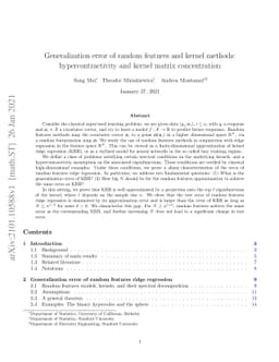 Generalization error of random features and kernel methods:
  hypercontractivity and kernel matrix concentration