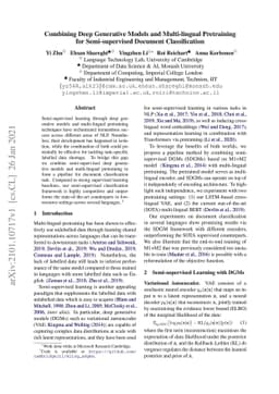 Combining Deep Generative Models and Multi-lingual Pretraining for
  Semi-supervised Document Classification