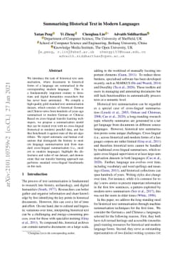 Summarising Historical Text in Modern Languages