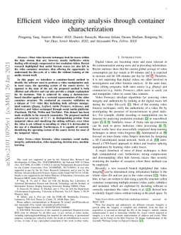 Efficient video integrity analysis through container characterization