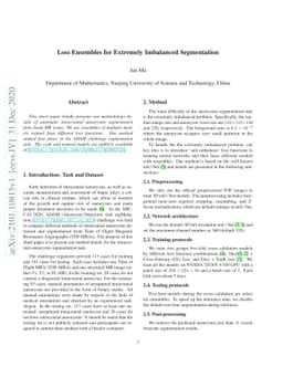 Loss Ensembles for Extremely Imbalanced Segmentation