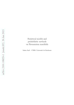 Statistical models and probabilistic methods on Riemannian manifolds