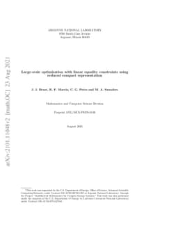 Large-scale Optimization with Linear Equality Constraints using Reduced
  Compact Representation