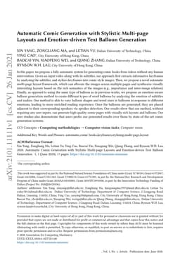 Automatic Comic Generation with Stylistic Multi-page Layouts and
  Emotion-driven Text Balloon Generation