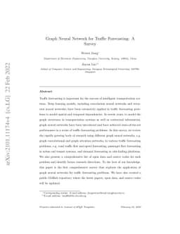 Graph Neural Network for Traffic Forecasting: A Survey