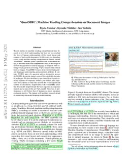 VisualMRC: Machine Reading Comprehension on Document Images