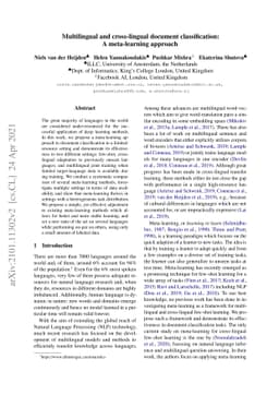 Multilingual and cross-lingual document classification: A meta-learning
  approach