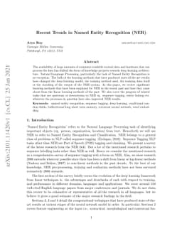 Recent Trends in Named Entity Recognition (NER)