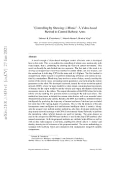 Controlling by Showing: i-Mimic: A Video-based Method to Control Robotic
  Arms