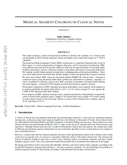Medical Segment Coloring of Clinical Notes